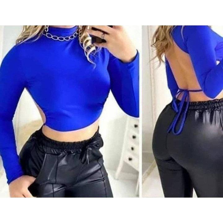 Cropped Costa Nua Manga Feminino com Gola Alta Manga Longa Top Com Manga - VistaShopExpress