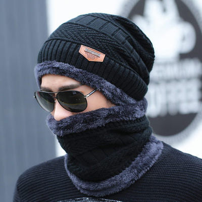 Conjunto de Inverno Unissex Gorro e Cachecol com Forro de Pelúcia