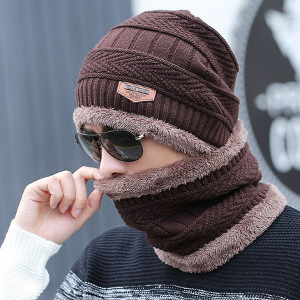 Conjunto de Inverno Unissex Gorro e Cachecol com Forro de Pelúcia