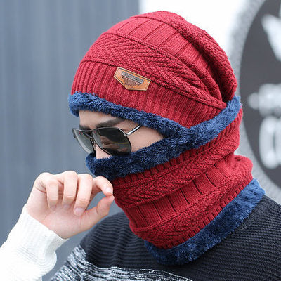 Conjunto de Inverno Unissex Gorro e Cachecol com Forro de Pelúcia