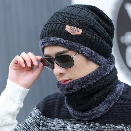 Conjunto de Inverno Unissex Gorro e Cachecol com Forro de Pelúcia