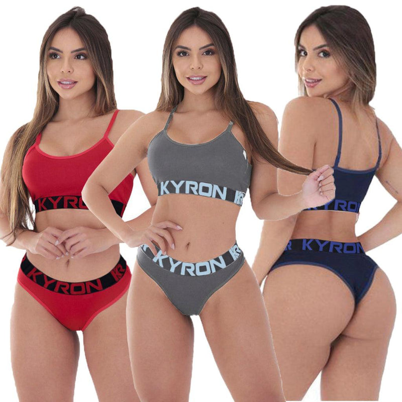 Kit 3 Conjuntos Feminino - Top e Calcinha Lingerie - VistaShopExpress