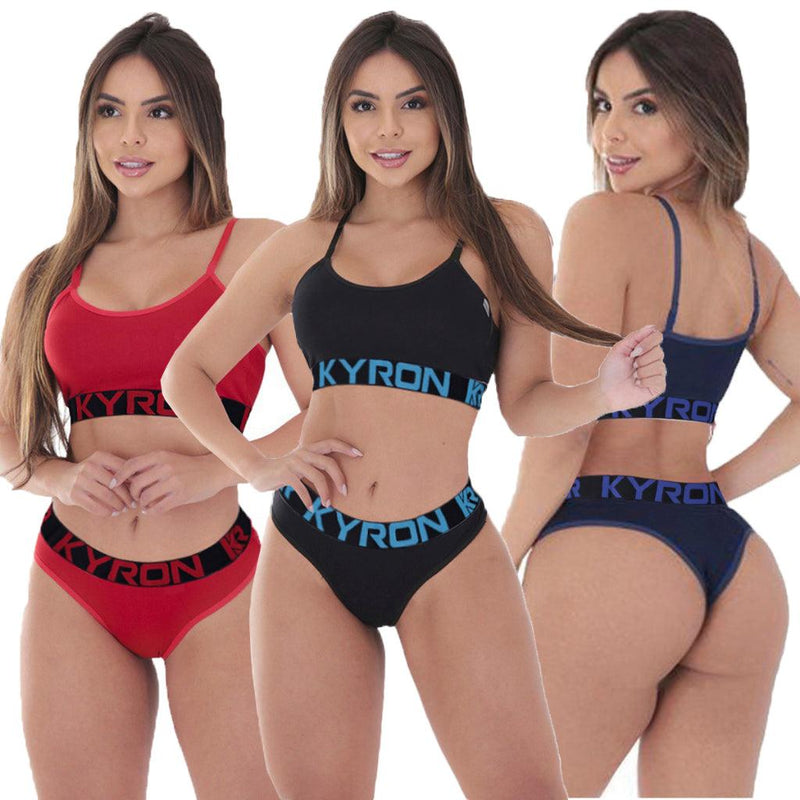 Kit 3 Conjuntos Feminino - Top e Calcinha Lingerie - VistaShopExpress