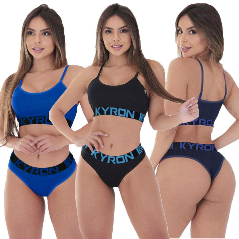 Kit 3 Conjuntos Feminino - Top e Calcinha Lingerie - VistaShopExpress