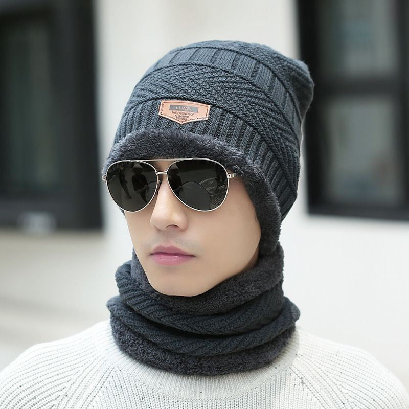 Conjunto de Inverno Unissex Gorro e Cachecol com Forro de Pelúcia