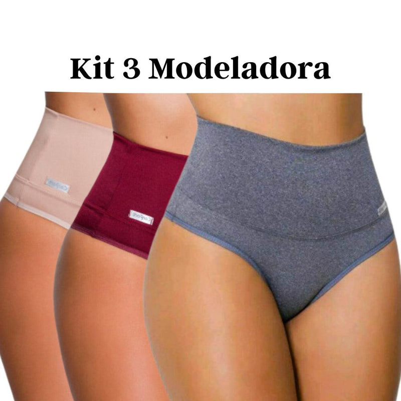 Kit 3 Calcinha Modeladora Suplex Pós Parto Grávida Segura Barriga - VistaShopExpress