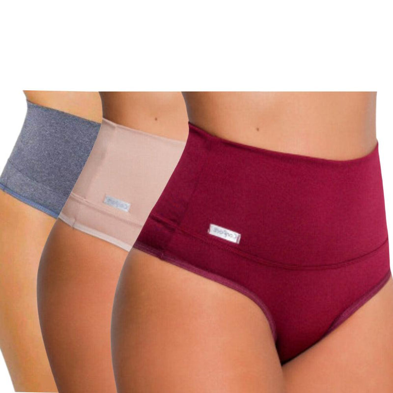 Kit 3 Calcinha Modeladora Suplex Pós Parto Grávida Segura Barriga - VistaShopExpress