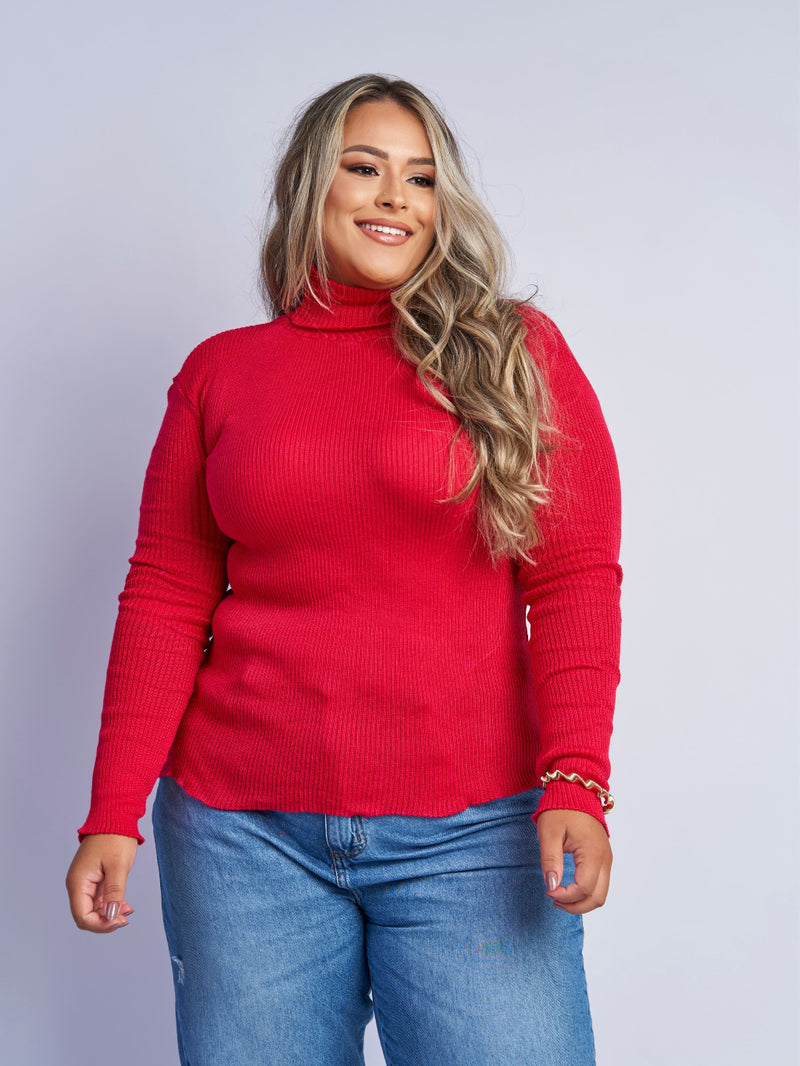 Blusa de Frio Manga Longa Gola Alta (Padrão e Plus Size)