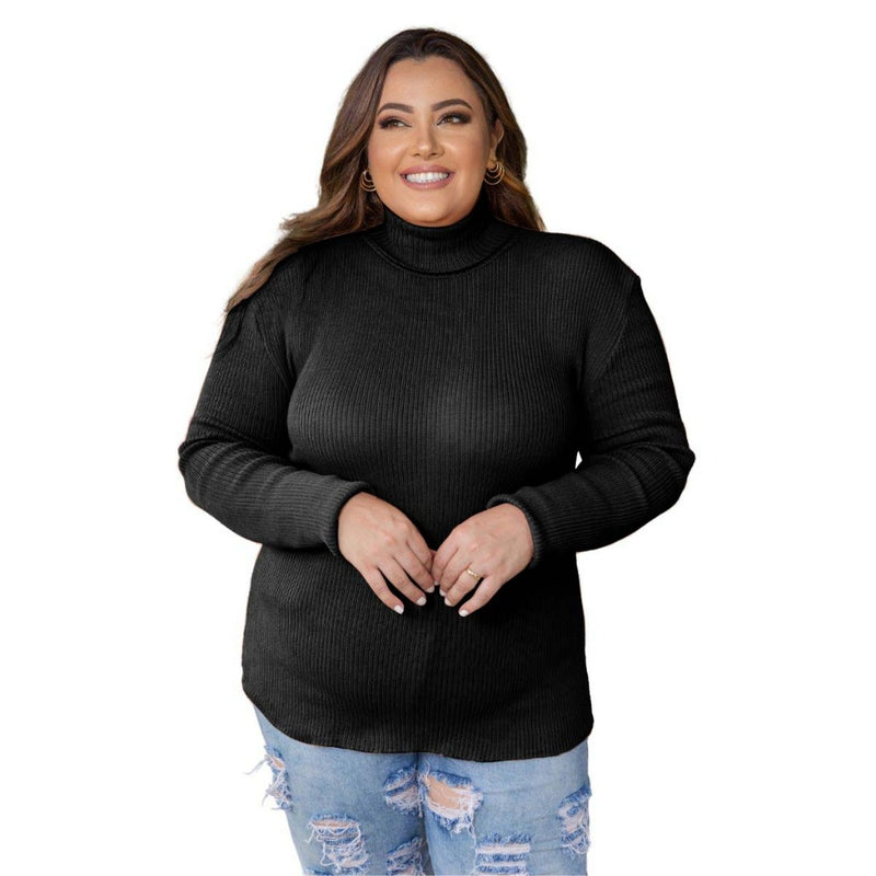 Blusa de Frio Manga Longa Gola Alta (Padrão e Plus Size)